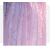 Sleeveless gradient lavender sparkly prom dress