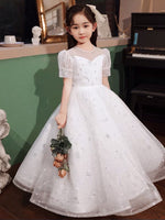 Sparkly white prom dress for girl