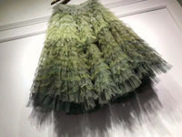 Big hemlines tulle tutu green skirt