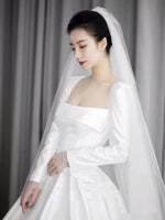 Vintage wedding dress long sleeve satin wedding gown