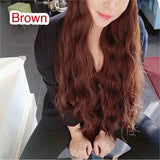 Black hat with brown wavy wigs