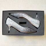 Silver black bling wedding shoes 5cm 7cm 9cm heels