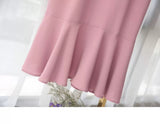 Middle sleeve pink mermaid dress