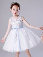 Embroidered white mini bride dress flower girl dress