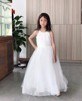 White flower girl dress halter