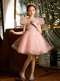 Pink sequin prom dress for little girl
