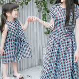 Black white plaid mother and daughter matching dresses