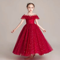 Starry red ball gown for little girl