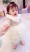 Long sleeve baby girl's champagne winter dress