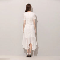Short sleeve white lace dress
