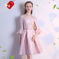 Short pink bridesmaid dress satin girl prom dress