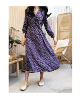 Long sleeve purple floral dress