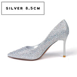 Sparkly silver golden high heels crystal shoes