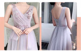 Light purple bridesmaid dresses embroidered