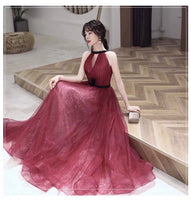 Halter prom dresses black dark red blue