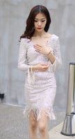 Silver wedding guest dress sequin