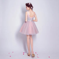 Pink sequin prom dress short gown