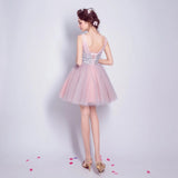 Pink sequin prom dress short gown