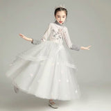 Winter prom dress for little girl grey ball gown