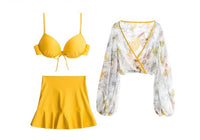 Yellow bikini and cover 3pcs swimsuit