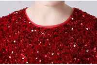 Sequin ball gown long sleeve red black sparkly ball gown