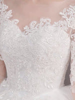 Half sleeve wedding dress white ball gown