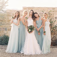 Multiple way to wear bridesmaid dress tulle purple white blue gray black burgundy