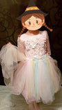 Rainbow flower girl dress short tulle