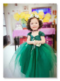 Green kid's party dress tulle black kid's prom dress