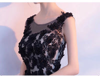 Black appliqué v neck evening dress customized size burgundy gown