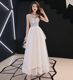 Sequin white prom dress