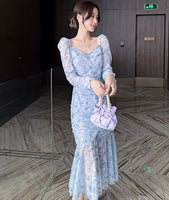 Blue floral mermaid dress