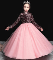 Sequin tulle ball gown for little girl long