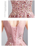 Sleeveless Embroidered pink prom dress