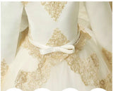 Long sleeve white flower girl dress