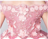 Off the shoulder pink flower girl dress