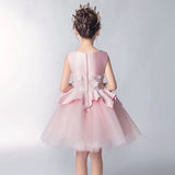 Removable tailed embroidered flower girl dress