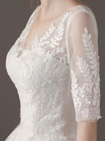 Middle sleeve modest wedding dress