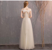 Long champagne bridesmaid dress