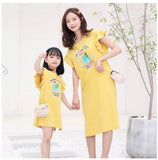 Yellow mother and daughter matching dress