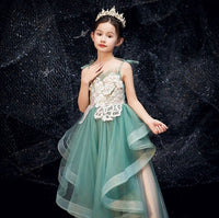 Green little girl ball gown