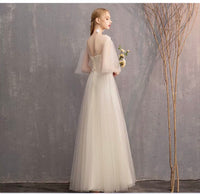 Long champagne bridesmaid dress