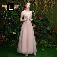 Floor length long pink tulle bridesmaid dress