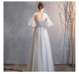 Floor length long grey bridesmaid dress