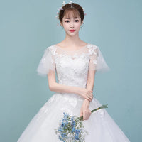 Short sleeve modest wedding dress