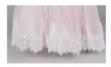 Long sleeve pink lace and tulle flower girl dress with belt