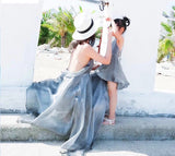 Silver beach mother and daughter matching dress