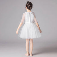 Middle sleeve little girl's white dress