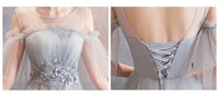 Short grey bridesmaid dress