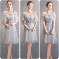 Short grey bridesmaid dress